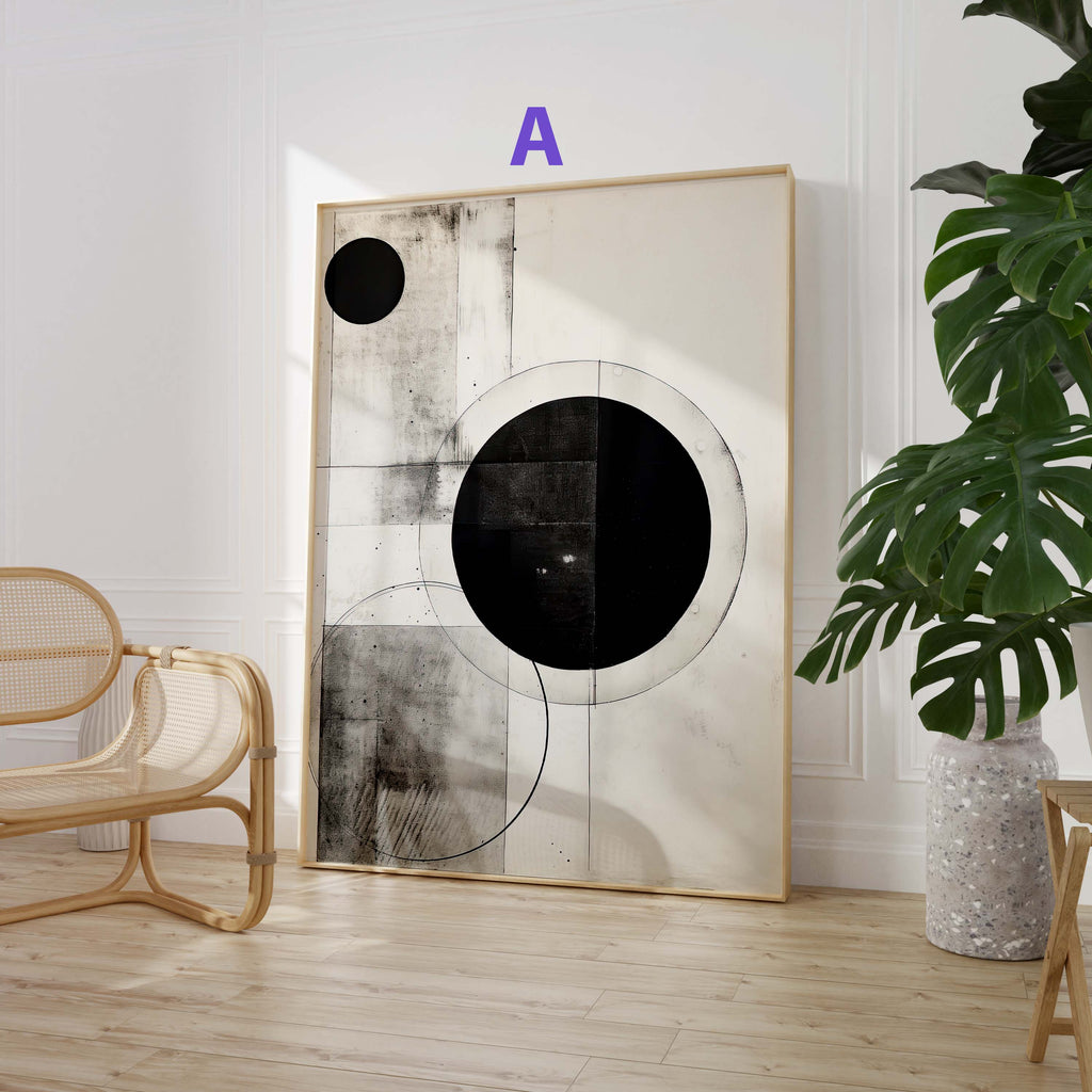 Geometrische Abstrakte Poster · Geschenkidee · Moderne Schwarz Beige Wandkunst mit Minimalistischem Design · Print ohne Rahmen