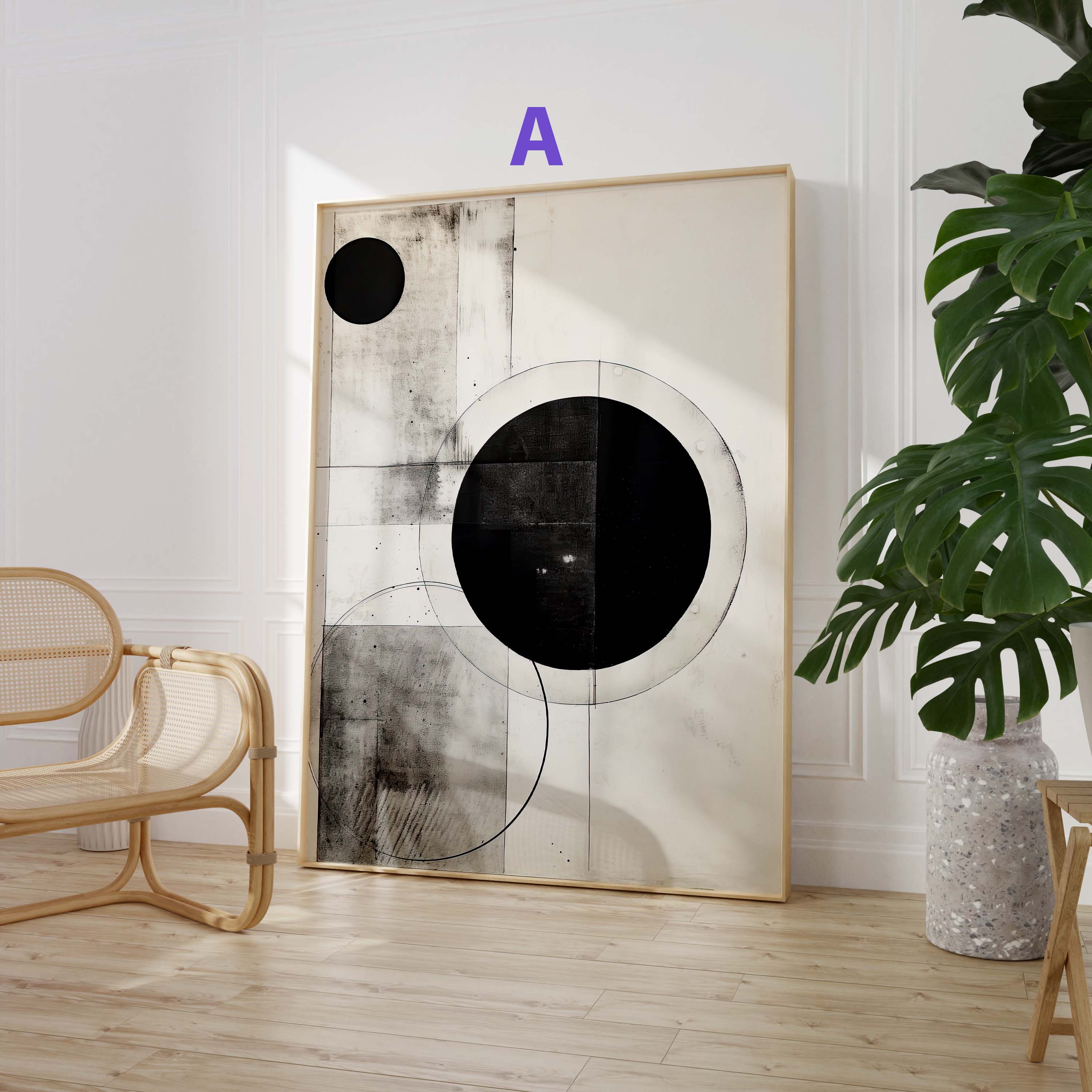 Geometrische Abstrakte Poster · Geschenkidee · Moderne Schwarz Beige Wandkunst mit Minimalistischem Design · Print ohne Rahmen