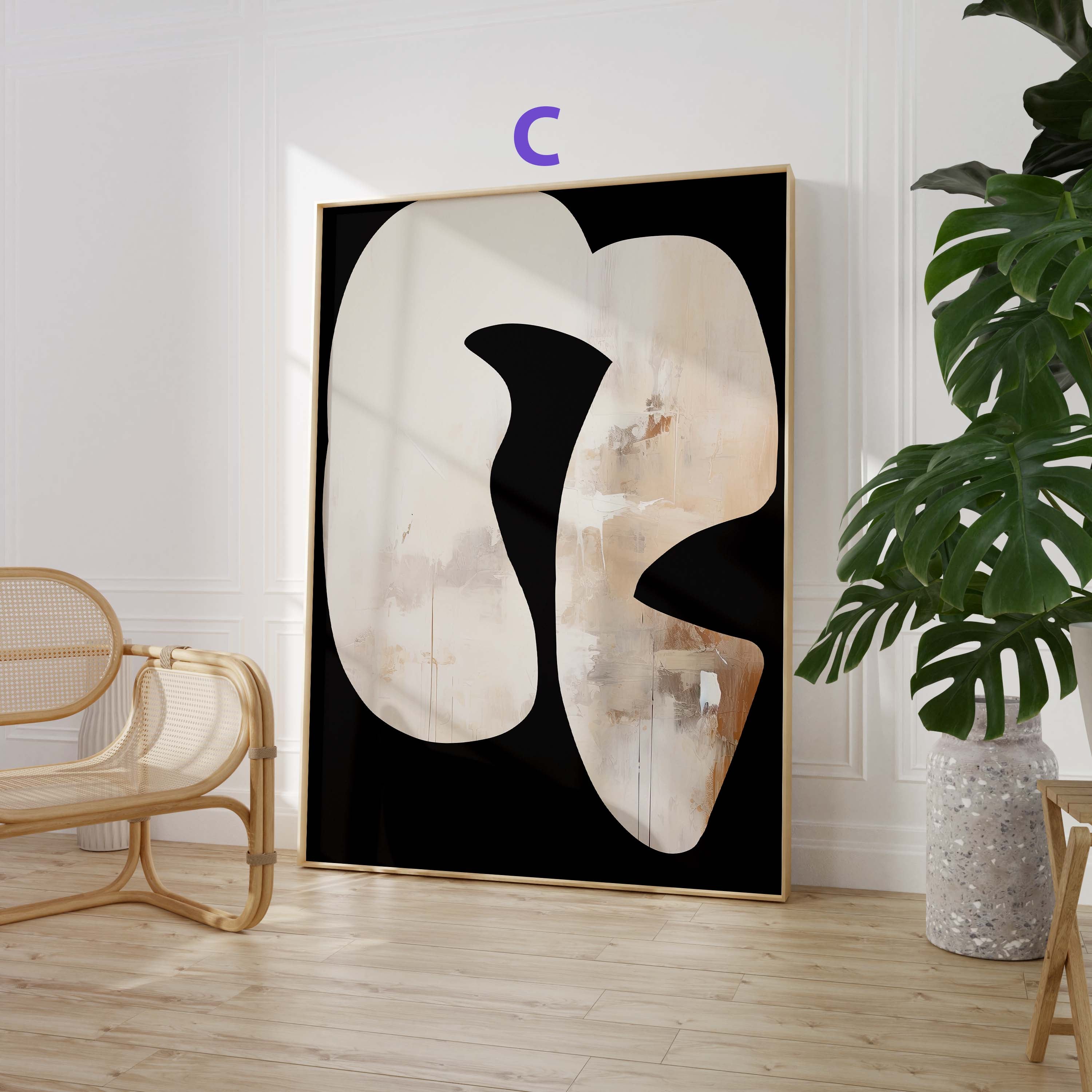 Geometrische Abstrakte Poster · Geschenkidee · Moderne Schwarz Beige Wandkunst mit Minimalistischem Design · Print ohne Rahmen