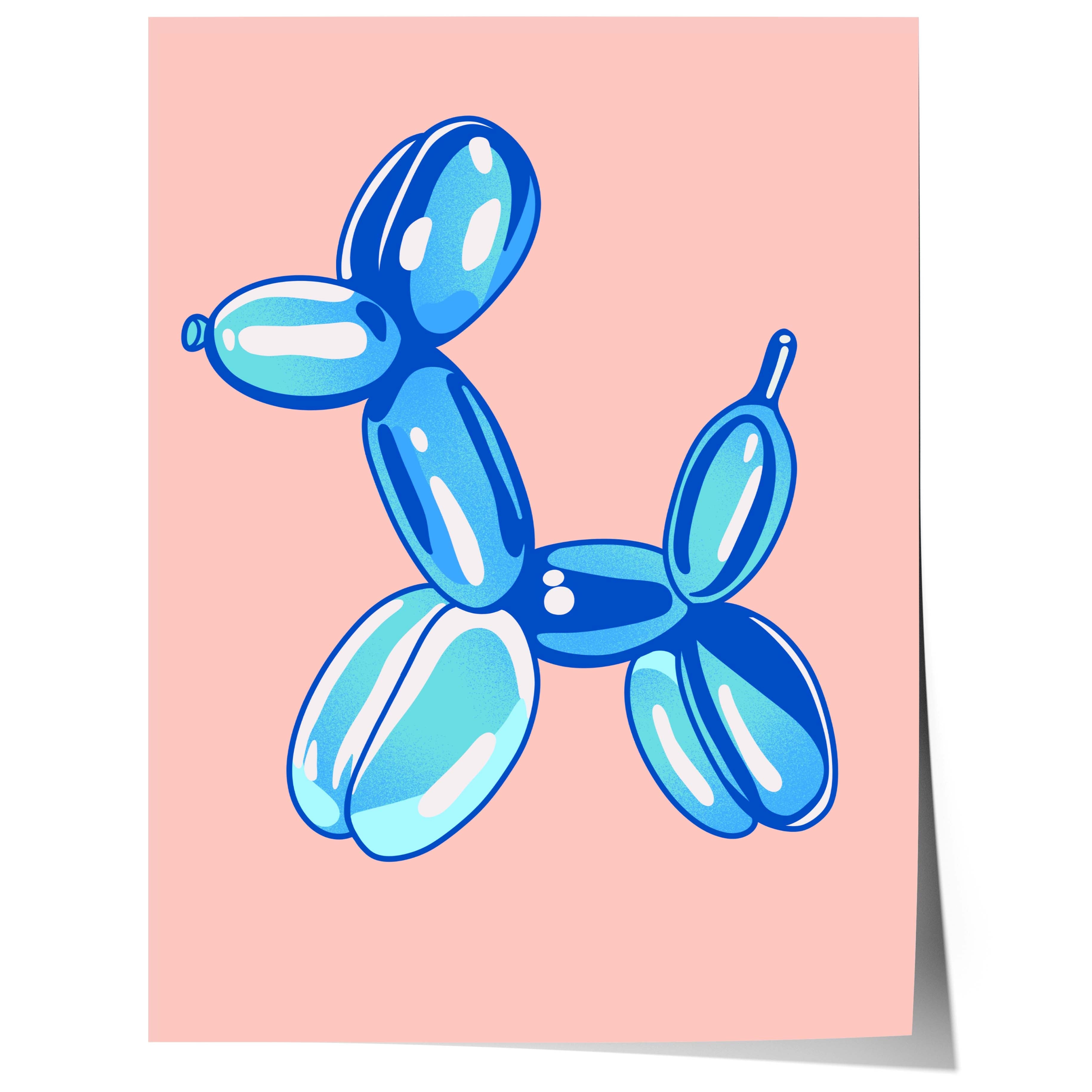Balloon Dog Poster · Blauer Hund Skulptur · Pop Art Ästhetik · Minimalistisches Design · Rosa Hintergrund · Print ohne Rahmen