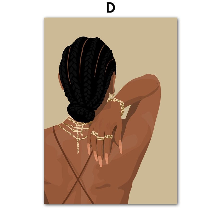 Poster Boho Nägel Frau | Schwarz Braun · Bilder Wohnzimmer | Wandbilder Schlafzimmer | Deko Print ohne Rahmen | Bilder  Kunstdruck