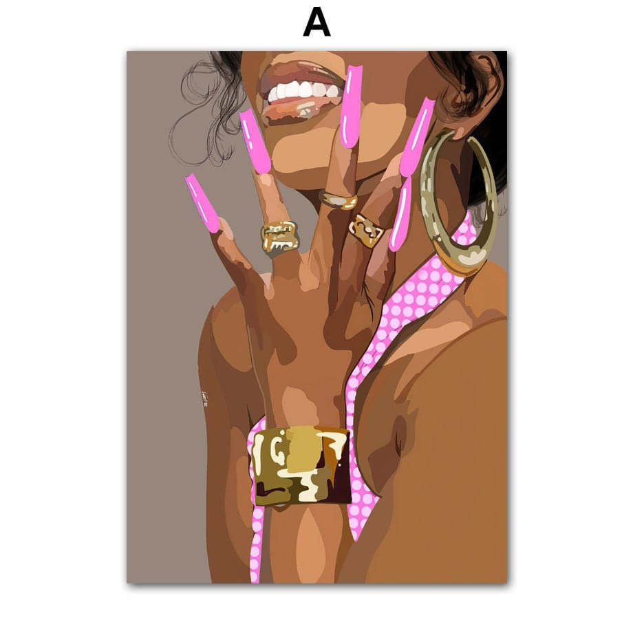 Poster Boho Nägel Frau | Schwarz Braun · Bilder Wohnzimmer | Wandbilder Schlafzimmer | Deko Print ohne Rahmen | Bilder  Kunstdruck